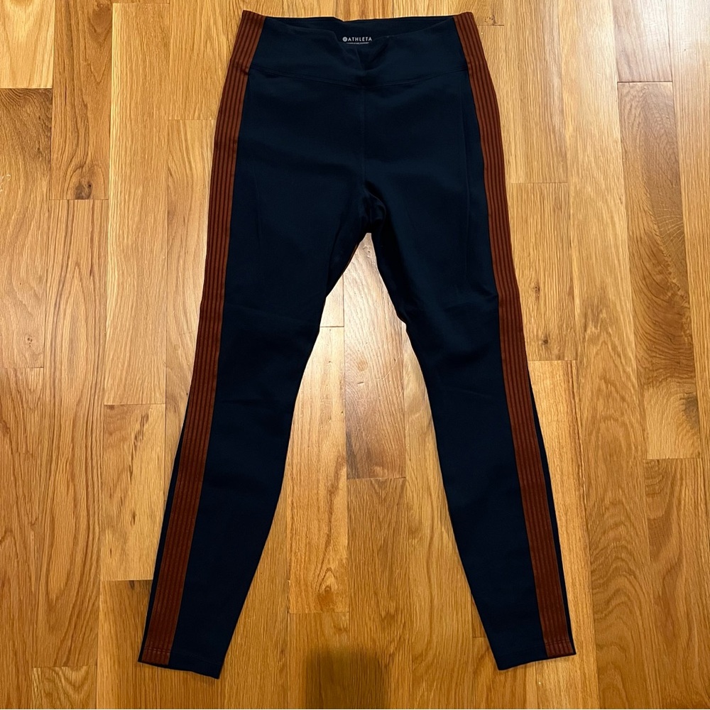 Athleta Blue & Orange Striped Leggings